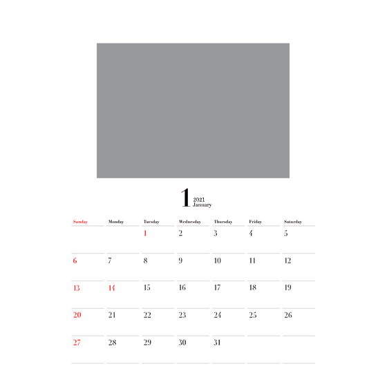 壁掛けシート A3縦 印刷仕上げ 写真でオリジナルカレンダー作成 富士フイルムのフォトカレンダー21