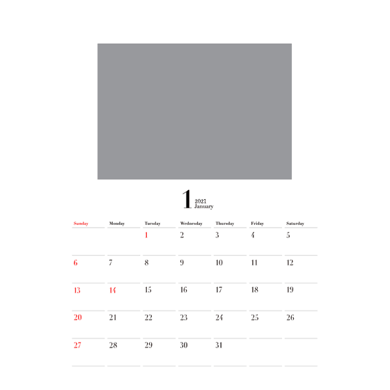壁掛けシート 縦 印刷仕上げ 写真でオリジナルカレンダー作成 富士フイルムのフォトカレンダー21