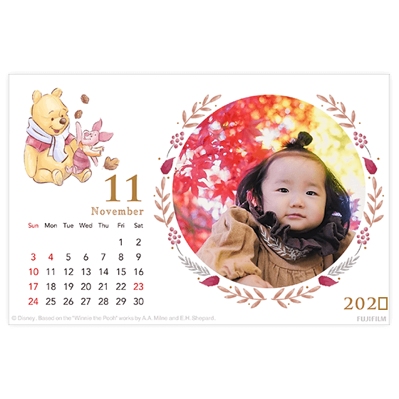 くまのプーさんの卓上カレンダー　11月