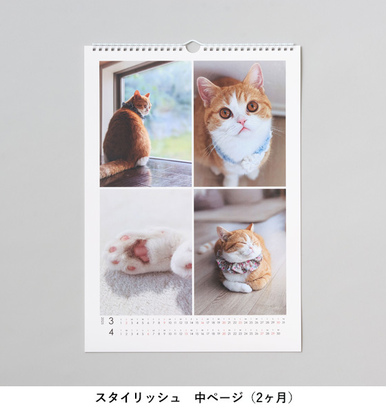 壁掛けリング A3縦（印刷仕上げ）スタイリッシュ 中ページ（2ヶ月）